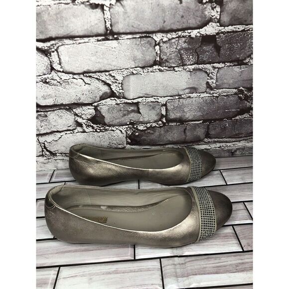 Ecco Silver Pewter Leather Rhinestone Ballet Flats Shoes Women’s Sz 40EU/9M US - Picture 7 of 16